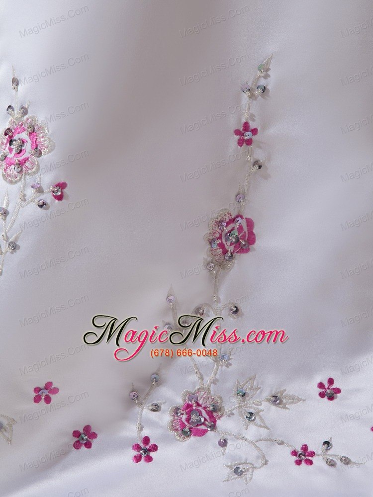 wholesale elegant a-line / princess strapless brush train satin embroidery wedding dress