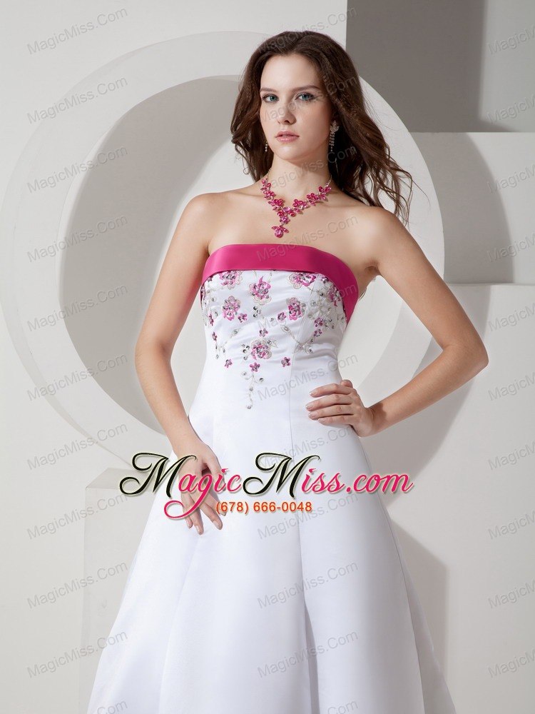 wholesale elegant a-line / princess strapless brush train satin embroidery wedding dress