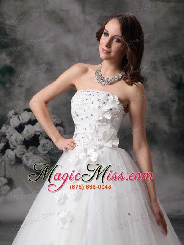 wholesale sweet a-line strapless floor-length tulle beading wedding dress