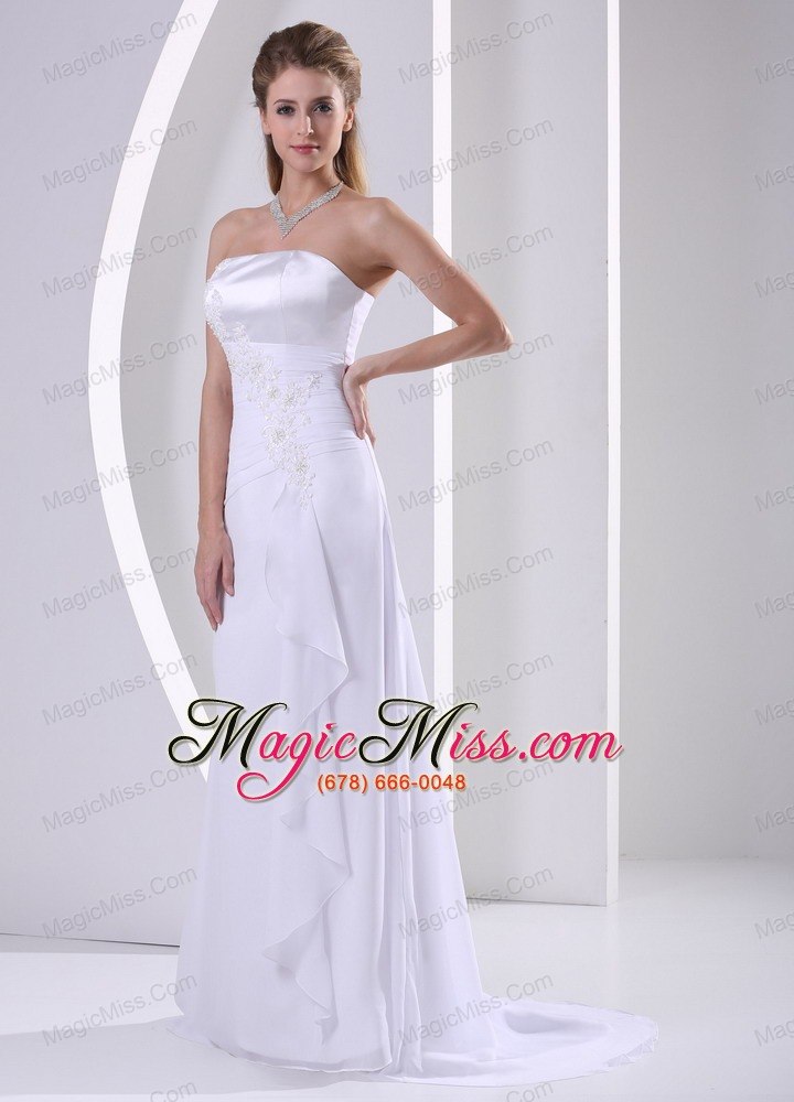 wholesale simple sheath appliques and ruch chiffon 2013 wedding dress for beach