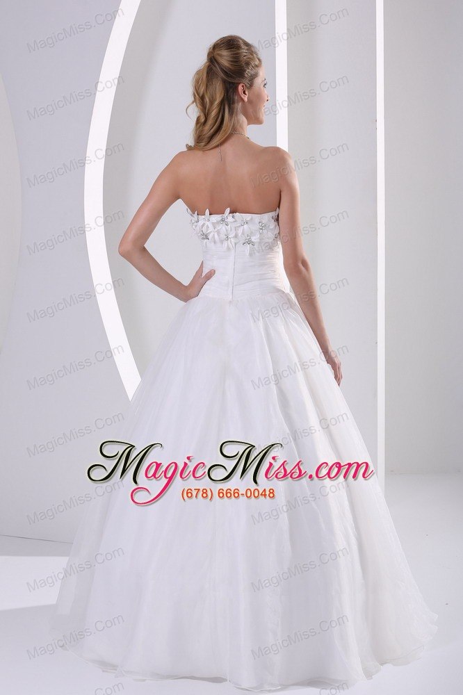 wholesale zipper-up organza a-line wedding dress with appliques and beading