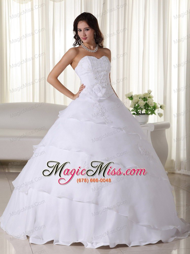 wholesale white ball gown sweetheart floor-length organza beading quinceanera dress