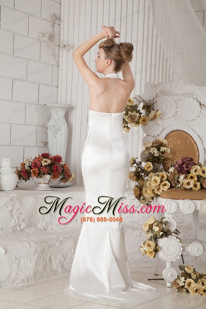wholesale sweet column halter brush traintaffeta wedding dress