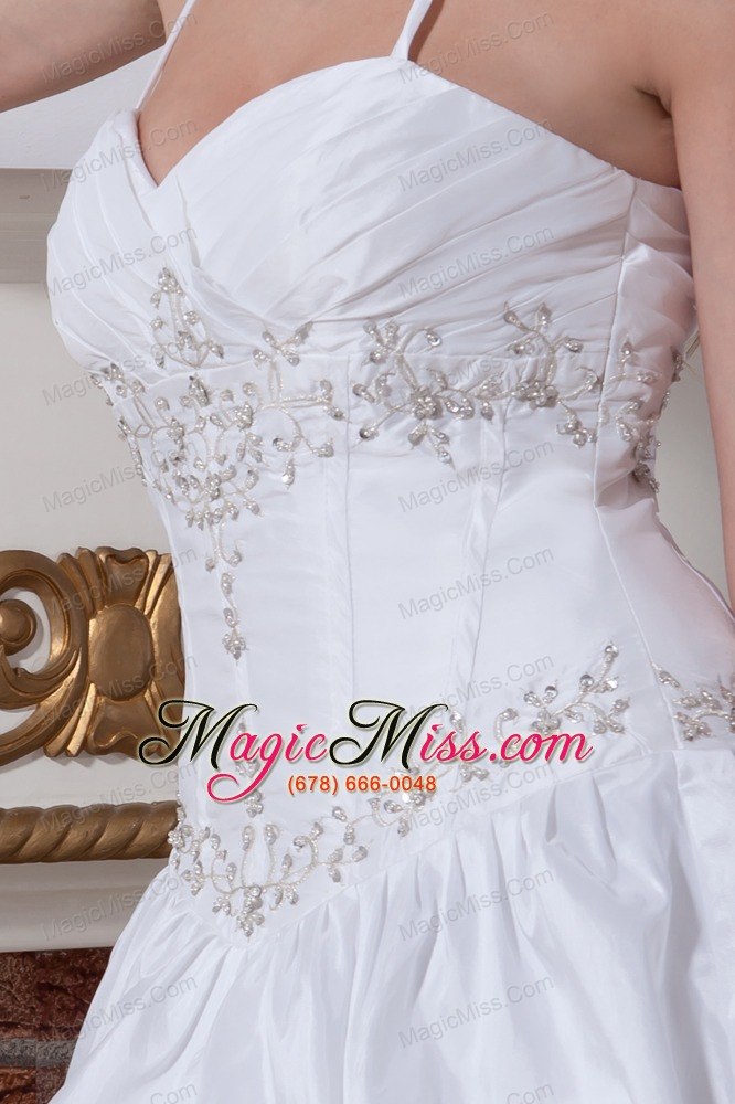 wholesale white ball gown halter floor-length taffeta embroidery quinceanera dess