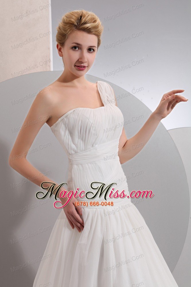 wholesale beautiful a-line one shoulder floor-length chiffon ruch wedding dress