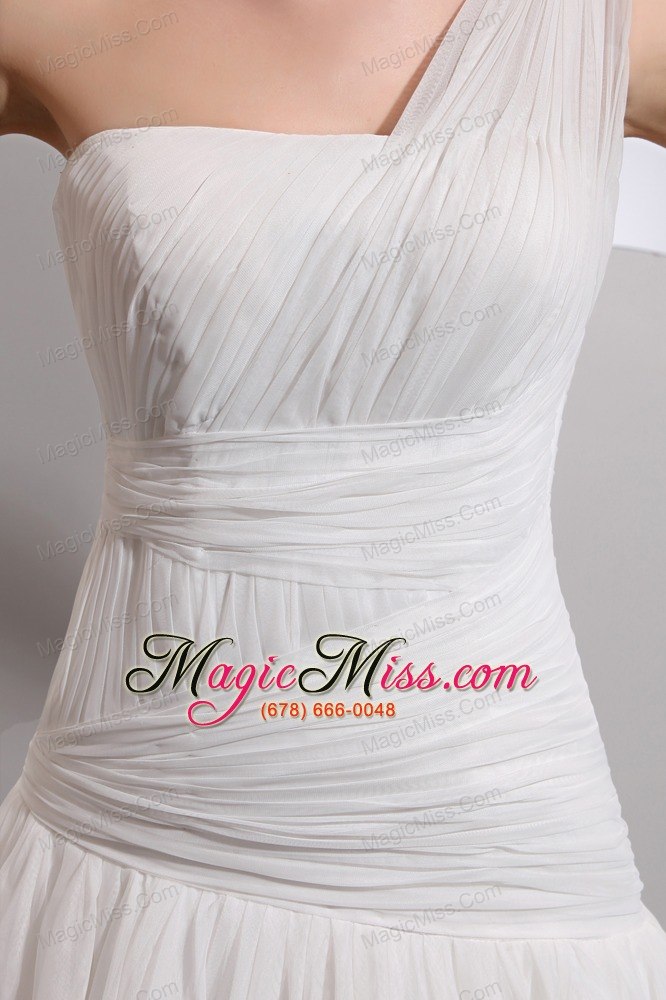 wholesale beautiful a-line one shoulder floor-length chiffon ruch wedding dress