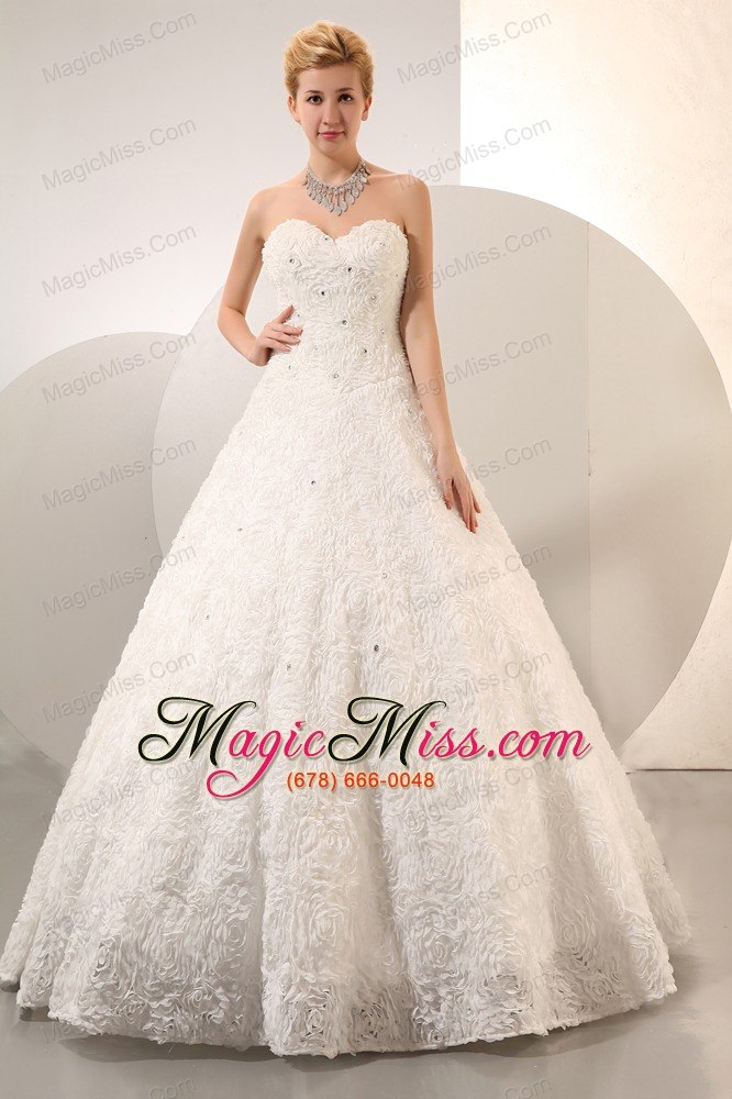 wholesale beautiful a-line sweetheart floor-length fabric with rolling flowers beading wedding dress