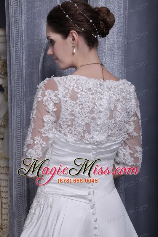 wholesale white a-line square chaple taffeta laces wedding dress