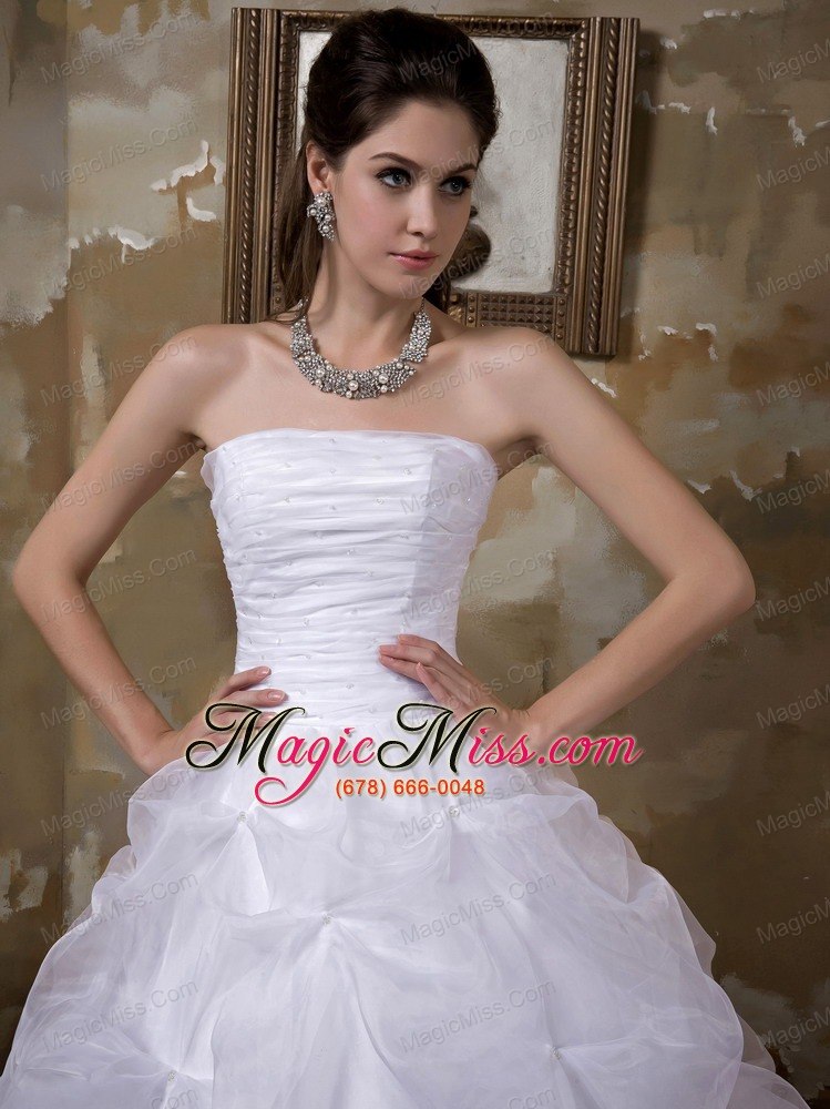 wholesale elegant ball gown strapless floor-length taffeta and organza pick-ups wedding dress