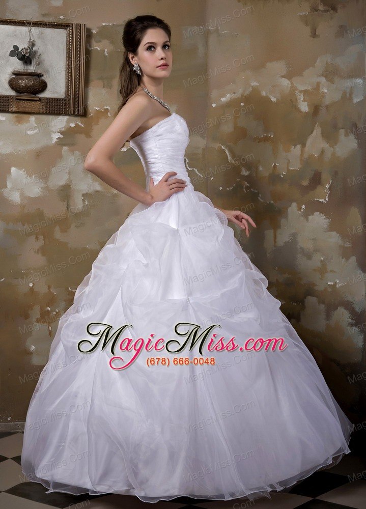 wholesale elegant ball gown strapless floor-length taffeta and organza pick-ups wedding dress