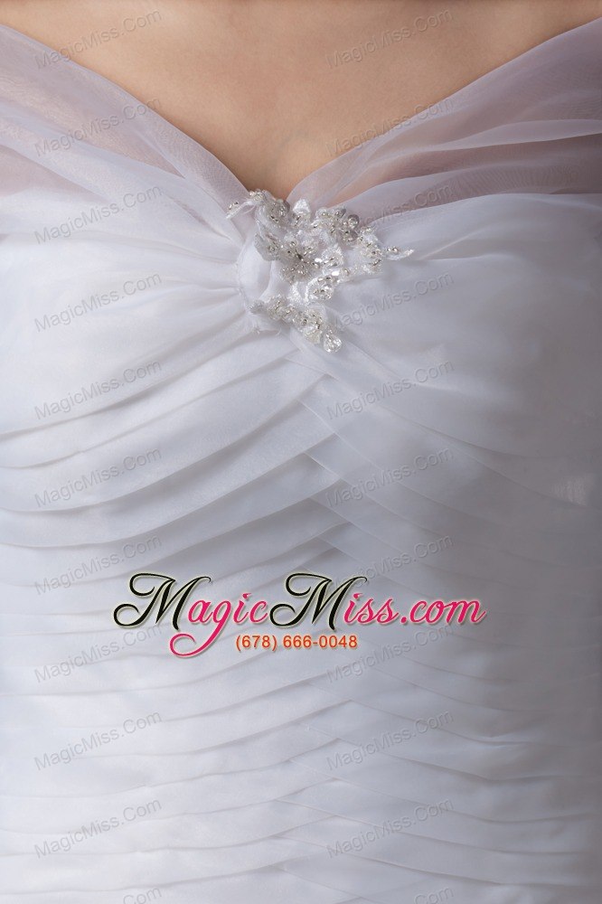 wholesale v-neck court train appliques ball gown wedding dress