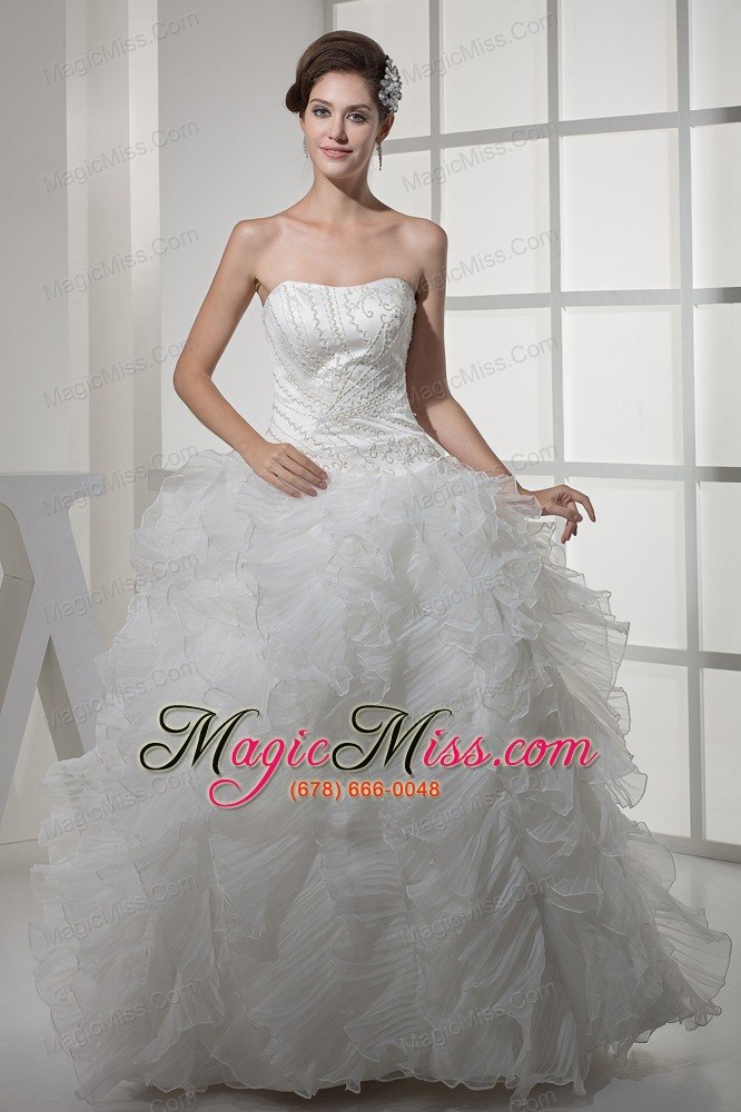 wholesale strapless ruffles long a-line / princess wedding dress