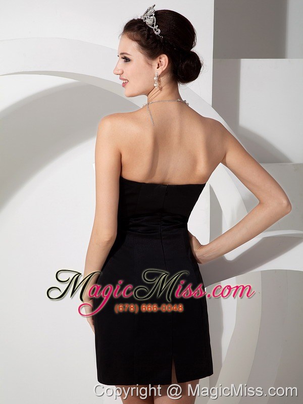 wholesale customize black cocktail dress column sweetheart satin beading mini-length