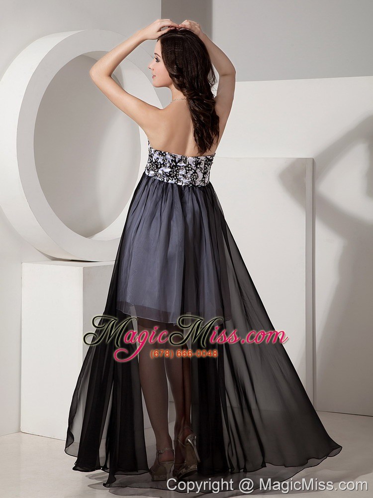 wholesale black and white empire sweetheart floor-length chiffon appliques prom dress