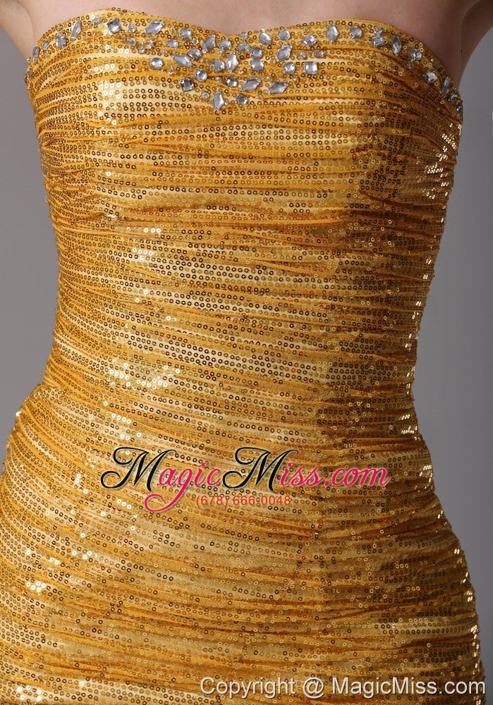 wholesale 2013 cute gold paillette over skirt prom cocktail dress with beading in colorado