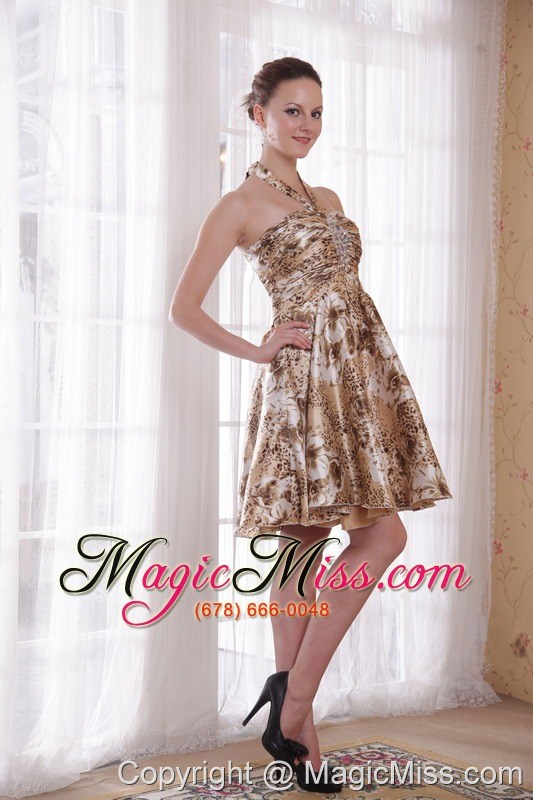 wholesale sexy a-line / princess halter knee-length print beading prom / cocktail dress