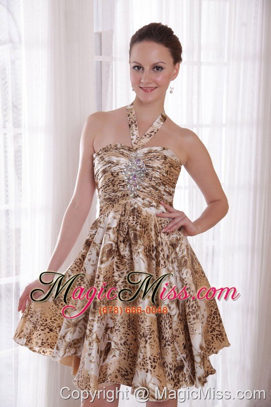 wholesale sexy a-line / princess halter knee-length print beading prom / cocktail dress