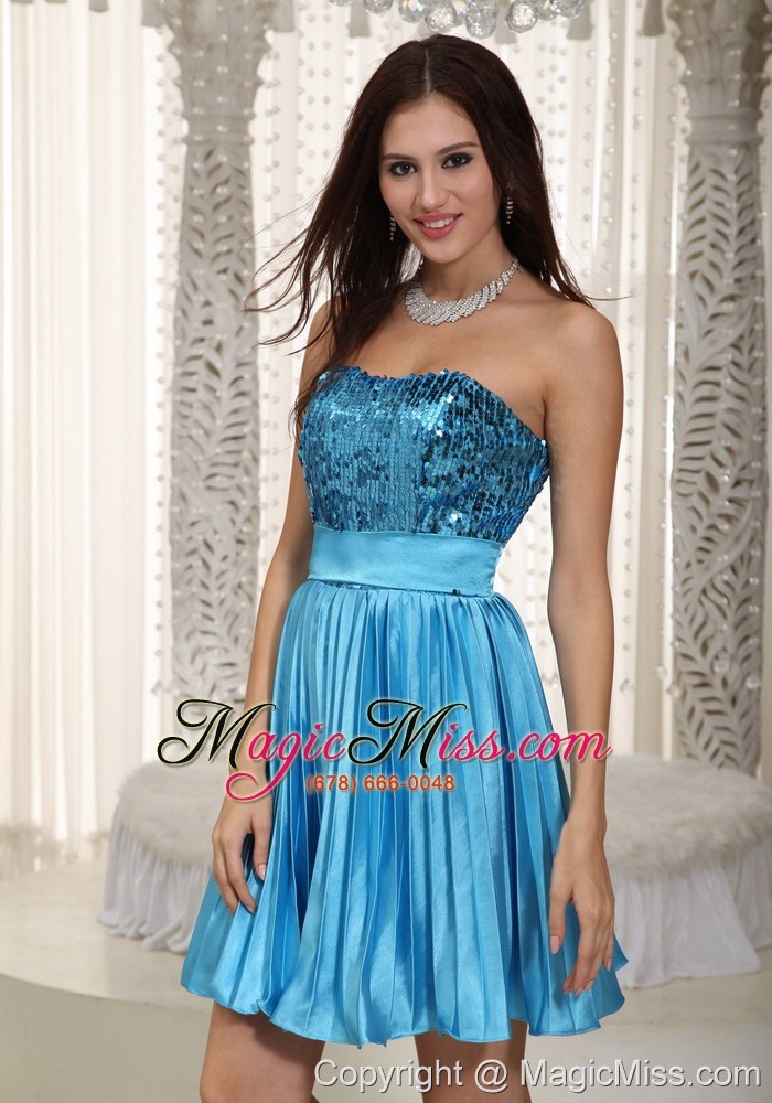 wholesale teal empire strapless mini-length chiffon beading prom dress