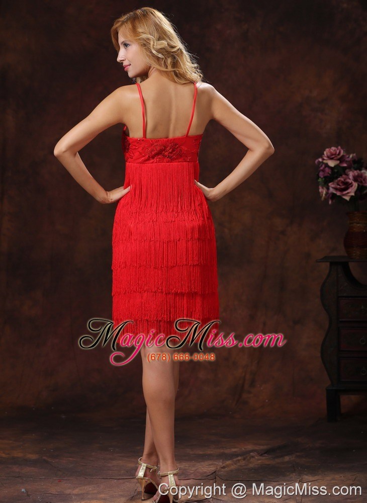 wholesale 2013 red spaghetti straps embroidery with sequins knee-length homecoming / cocktail dress in billings