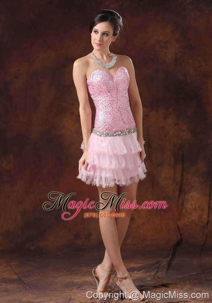 wholesale bloomington sequin and tulle sweetheart neckline mini-length beaded decorate wasit 2013 prom / homecoming dress