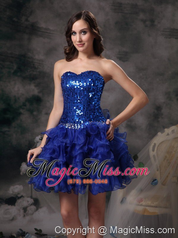 wholesale blue ball gown sweetheart mini-length organza beading prom / homecoming dress