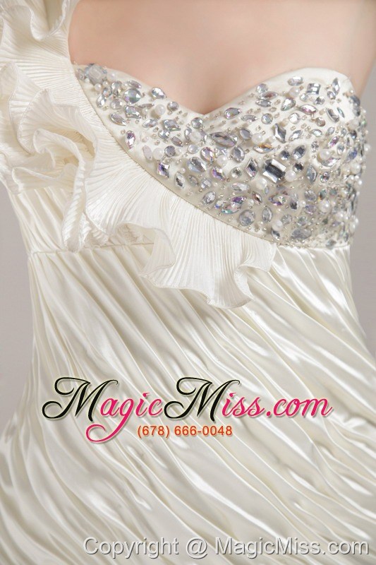 wholesale elegant sheath / column one shoulder mini-length elastic woven satin beading prom / homecoming dress