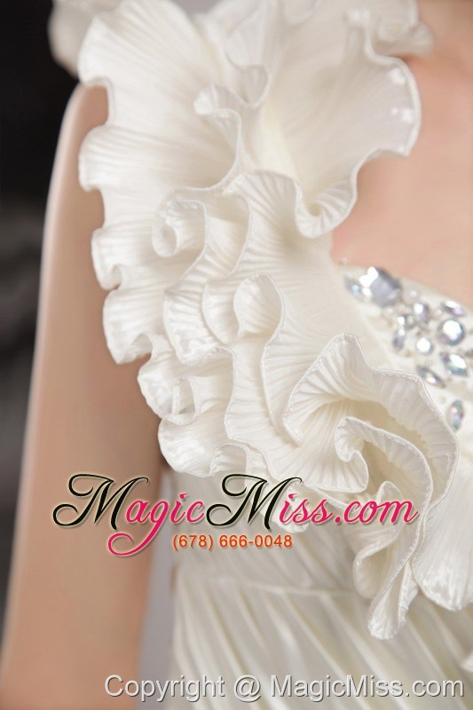 wholesale elegant sheath / column one shoulder mini-length elastic woven satin beading prom / homecoming dress
