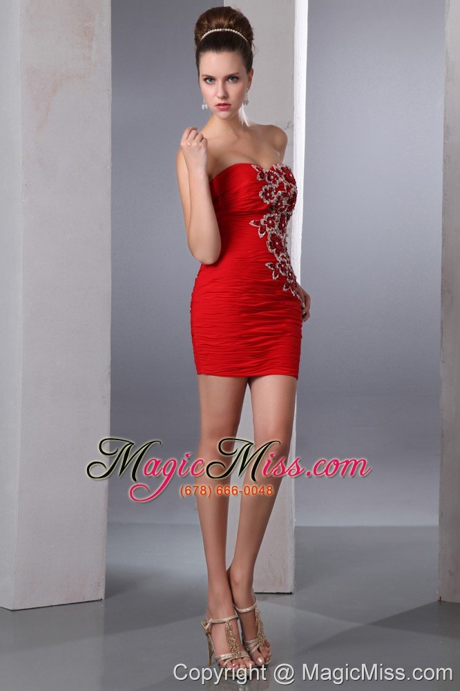 wholesale red column sweetheart mini-length chiffon beading prom dress