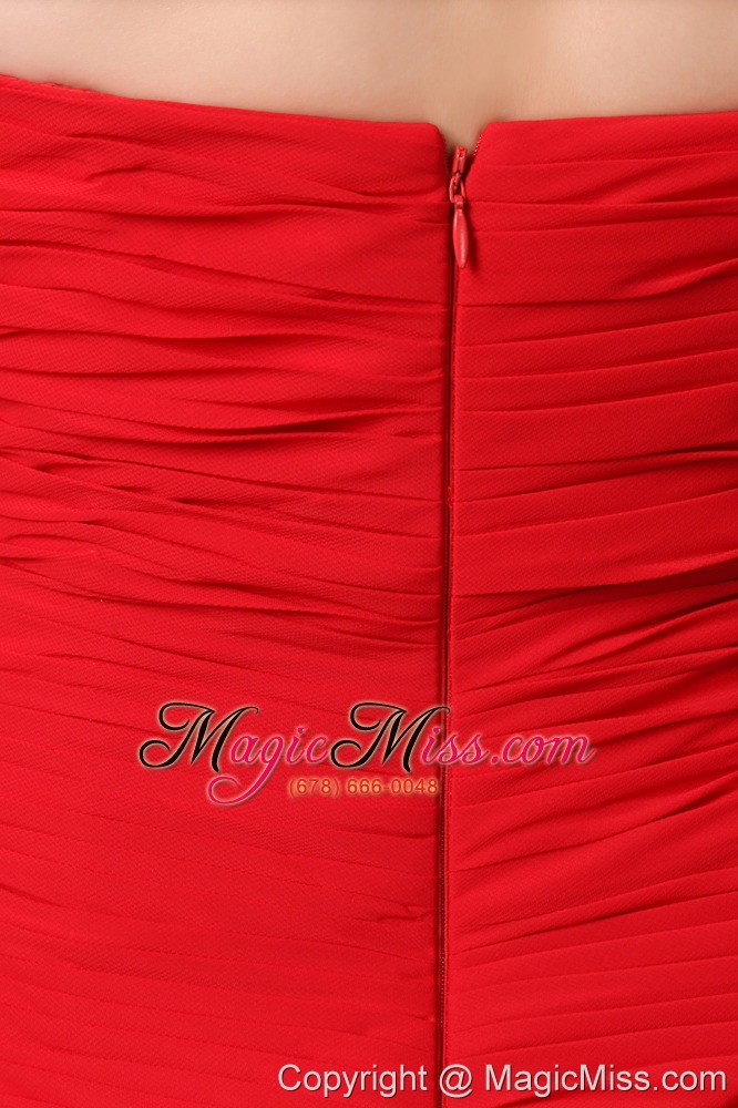 wholesale red column sweetheart mini-length chiffon beading prom dress