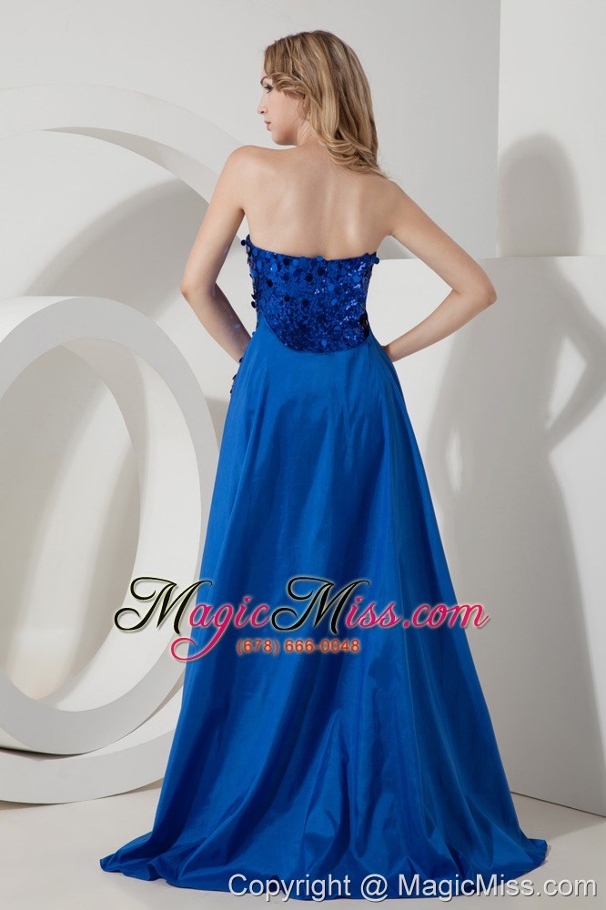 wholesale blue column sweetheart mini-length sequin detachable prom dress