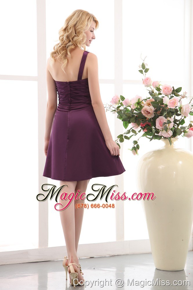 wholesale purple empire one shoulder prom dress under 100 mini-length taffeta ruch