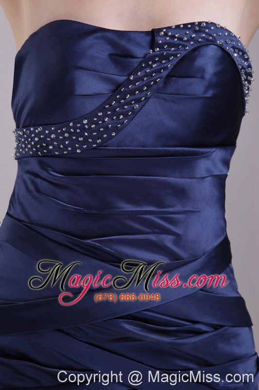 wholesale navy blue column/sheath strapless mini-length taffeta beading cocktail dress