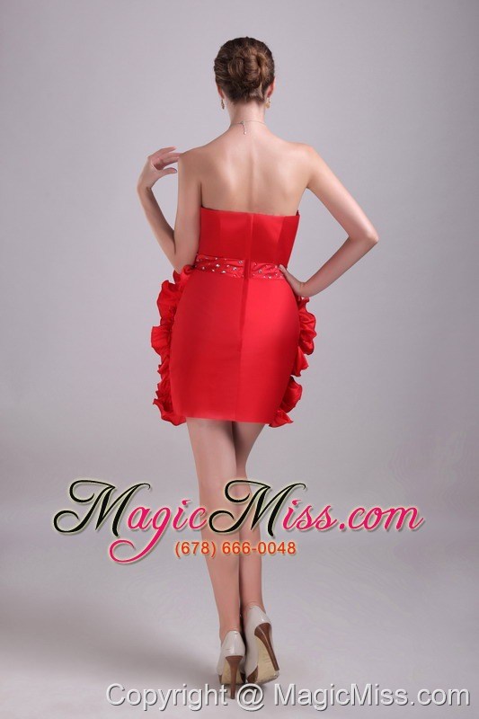 wholesale red column/sheath sweetheart mini-length satin beading prom dress