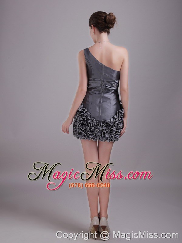 wholesale grey column / sheath one shoulder mini-length taffeta sequins prom / homecoming dress