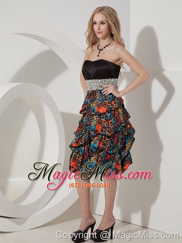 wholesale sexy colorful evening dress column strapless printing beading knee-length