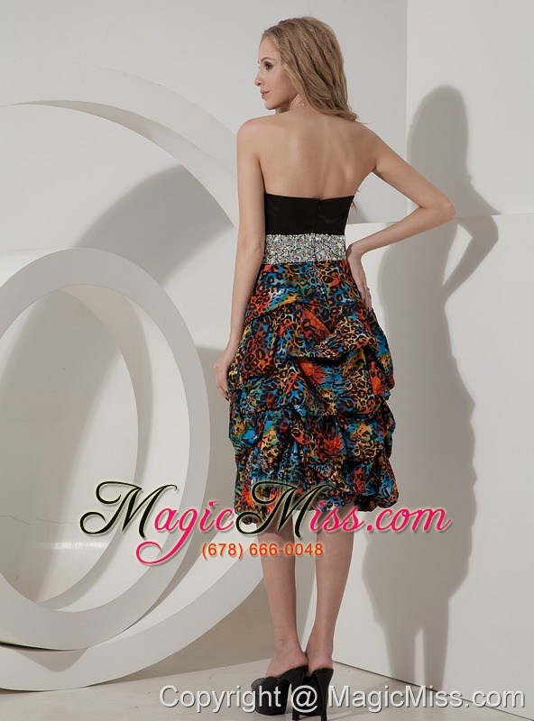 wholesale sexy colorful evening dress column strapless printing beading knee-length