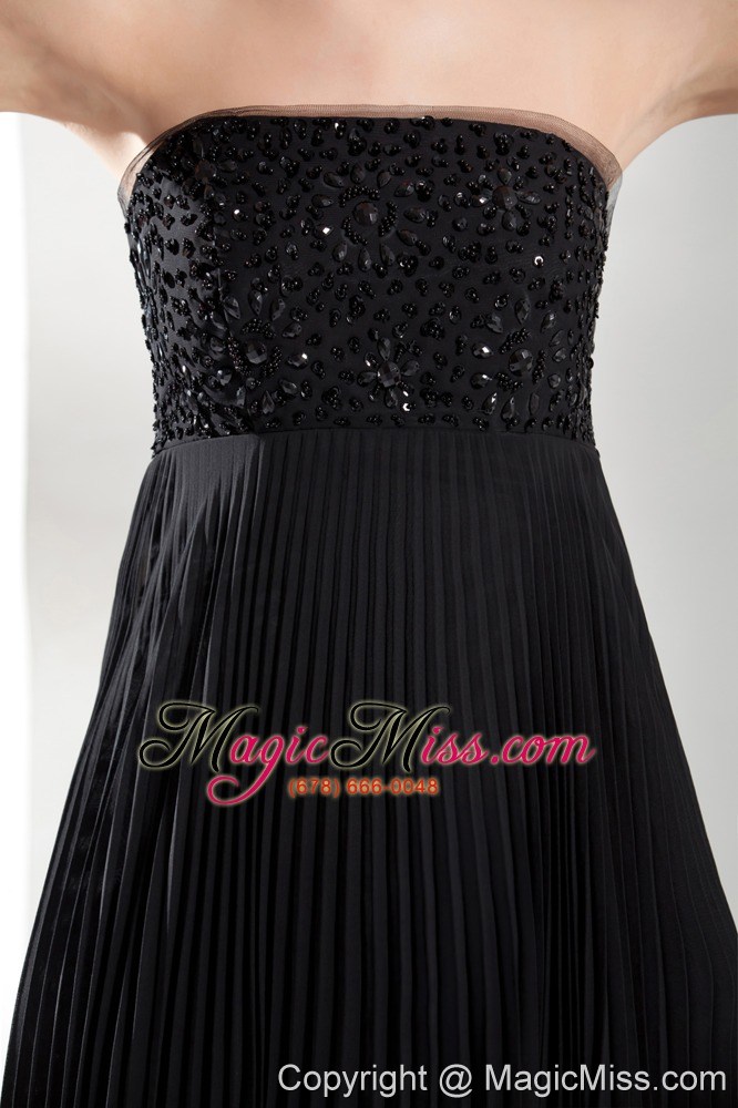 wholesale beading long black strapless empire prom dress with natural waist