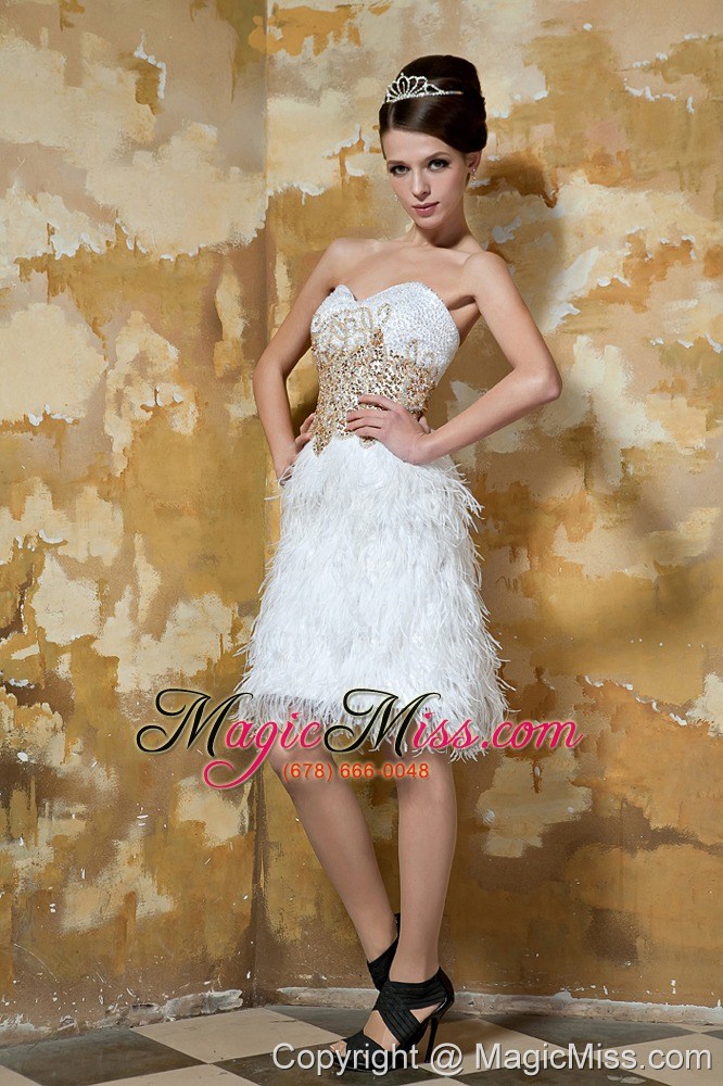 wholesale white column sweetheart knee-length beading prom dress