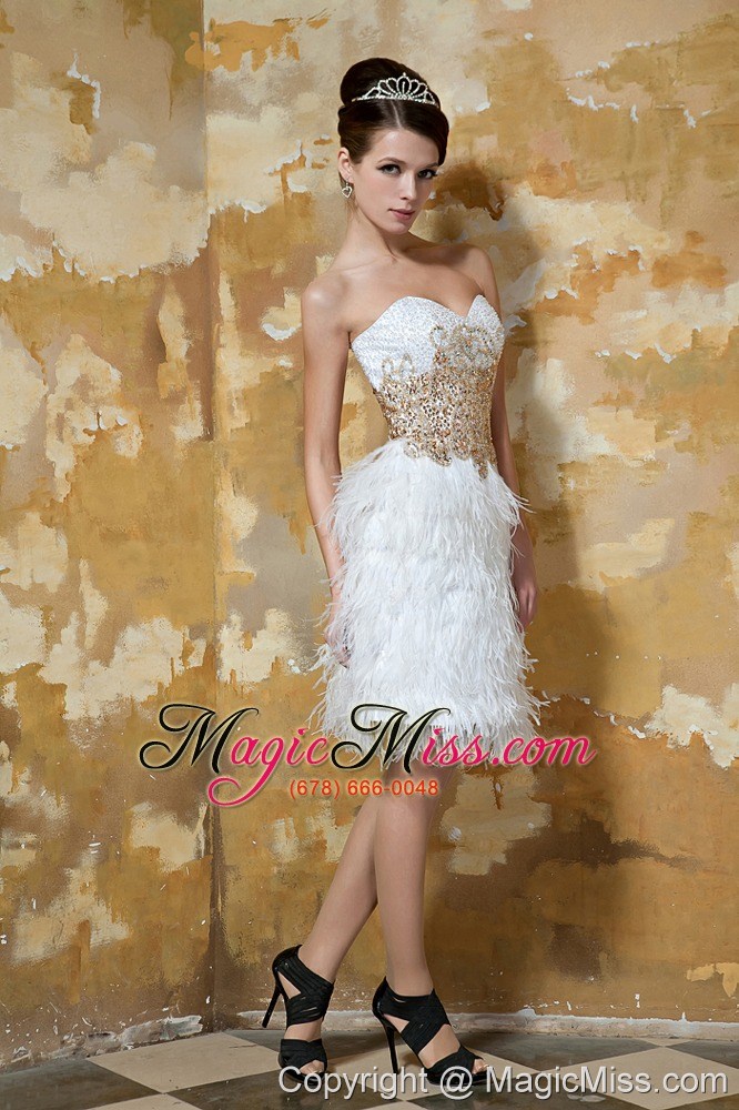 wholesale white column sweetheart knee-length beading prom dress