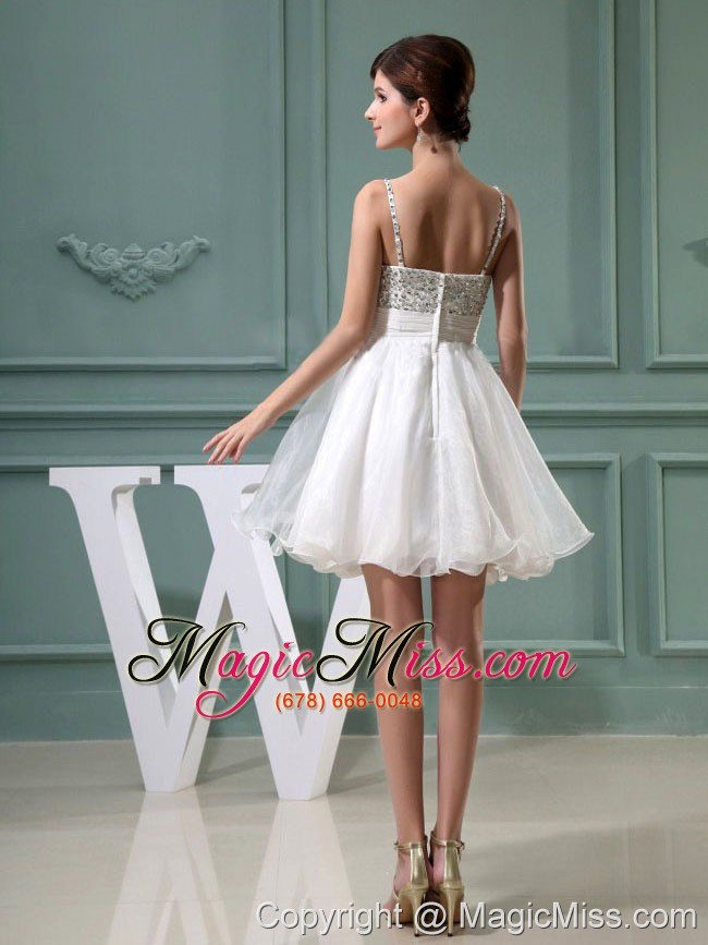 wholesale beaded decorate organza shoulder mini-length straps a-line prom dress