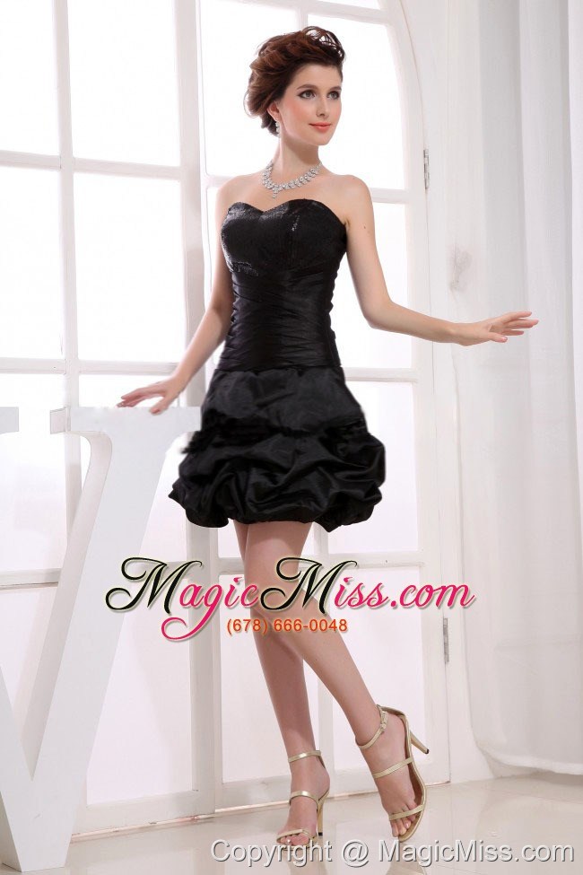 wholesale sweetheart neckline a-line pick-ups black taffeta mini-length 2013 prom dress