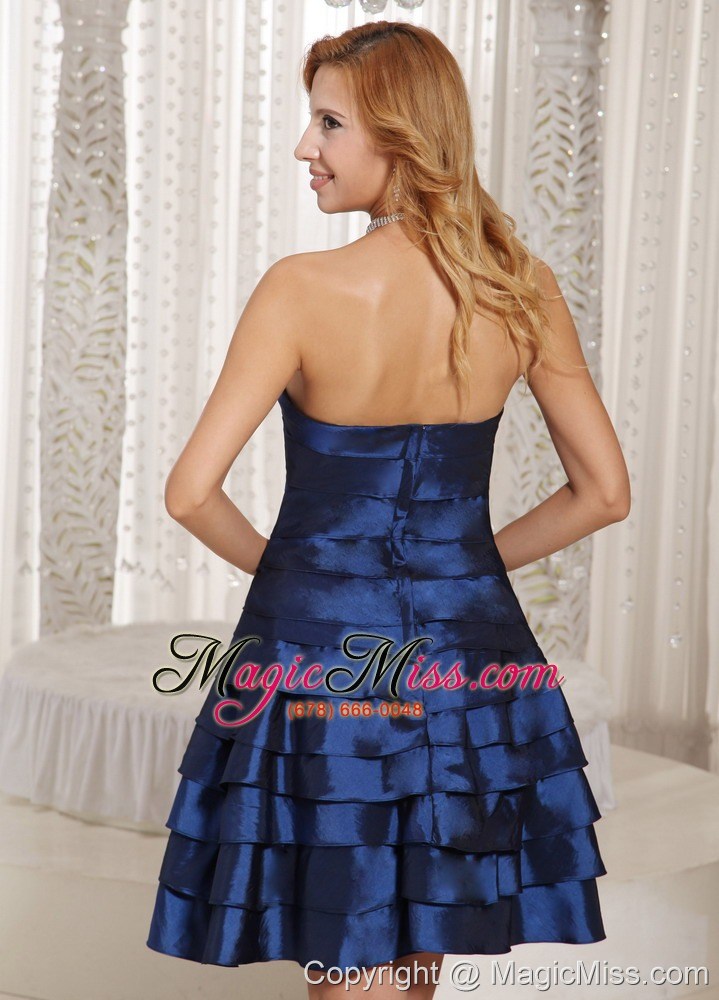 wholesale stylish a-line ruched layered bridesmaid dress navy blue taffeta
