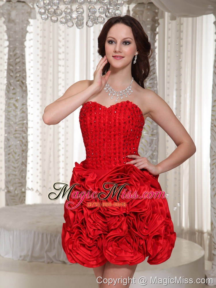 wholesale cheap flower decorate prom dress for cocktail with sweetheart mini-length