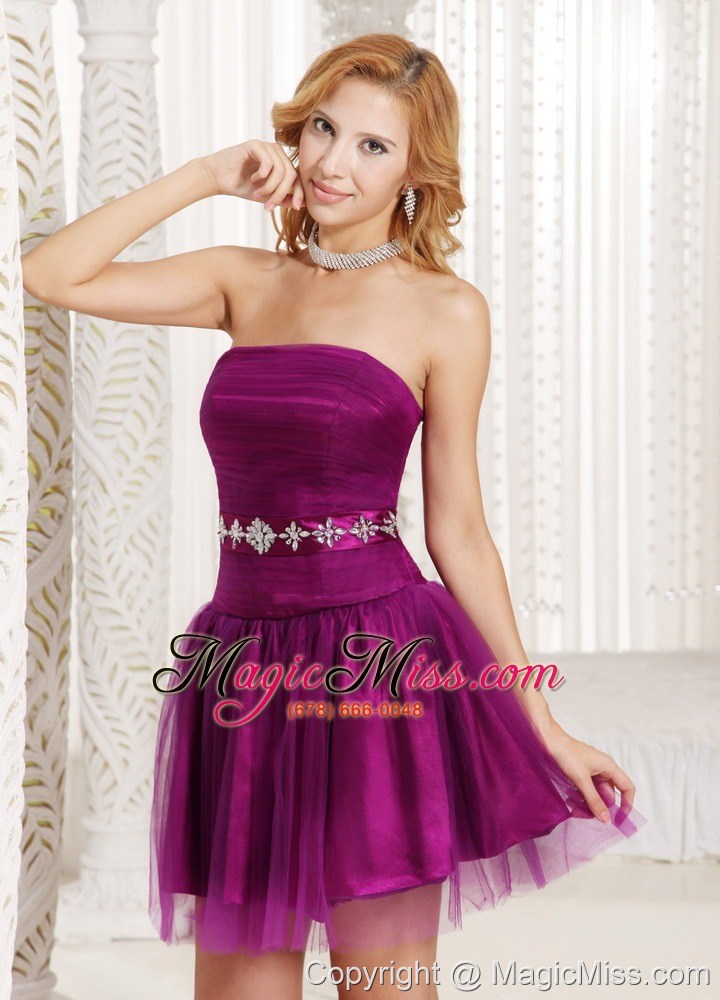 wholesale custom made purple a-line homecoming dress and gown withtulle beading in summer