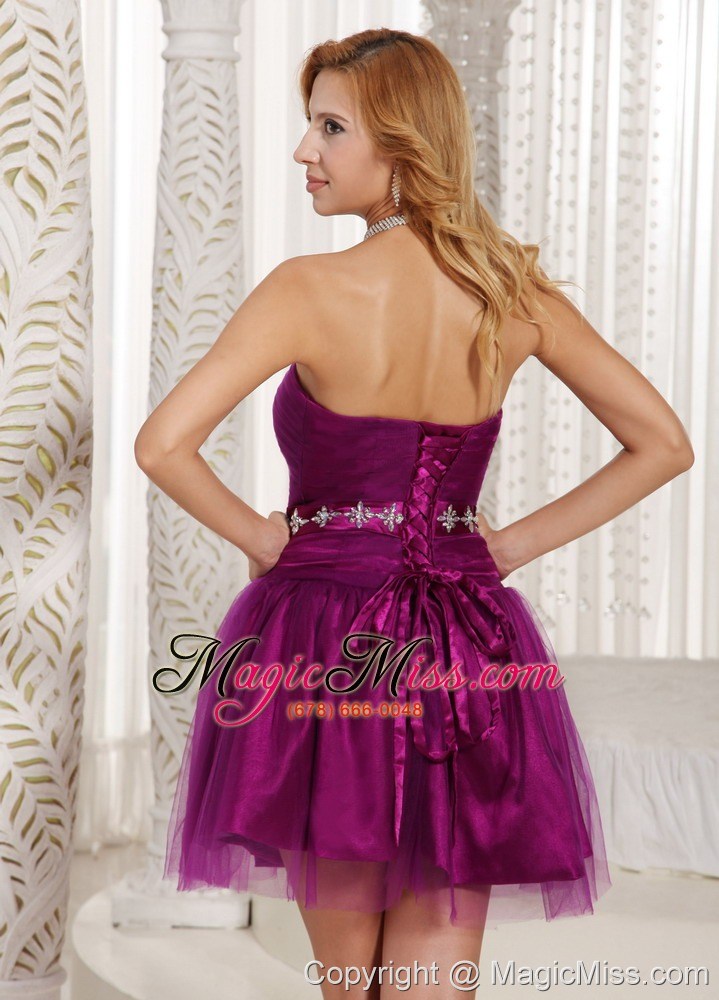 wholesale custom made purple a-line homecoming dress and gown withtulle beading in summer