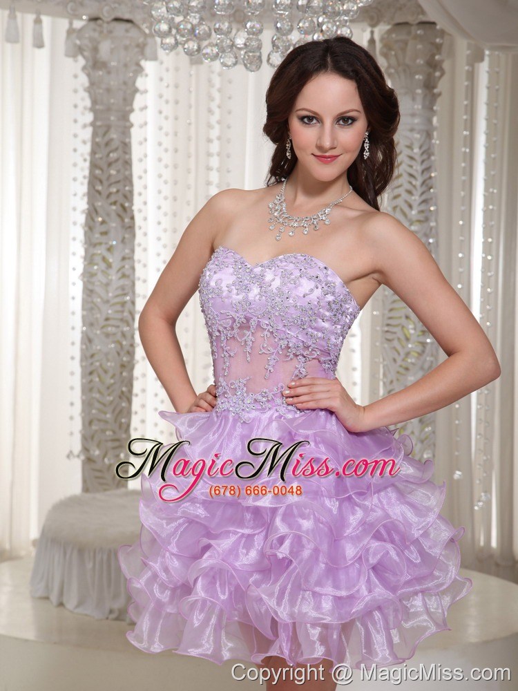 wholesale sexy beaded decorate homecoming dress with sweetheart mini-length organza