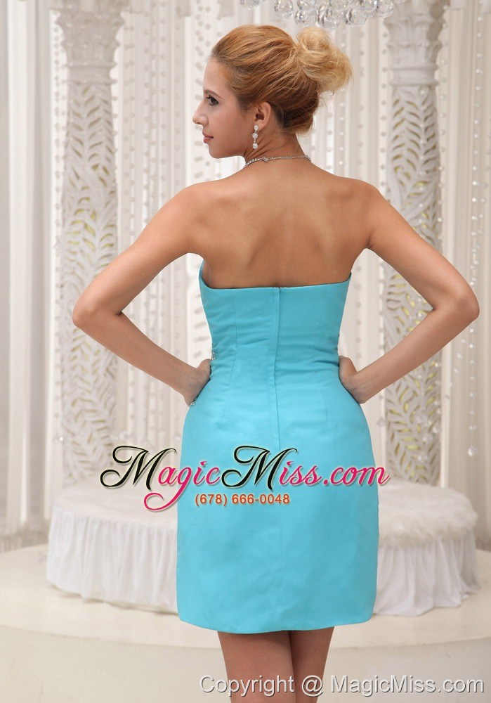 wholesale beaded decorate bust aqua blue prom / homecoming dress for 2013 column mini-length gown