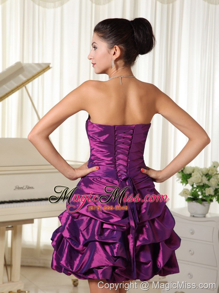 wholesale appliques lace-up strapless with ruched bodic cocktail dress eggplant purple