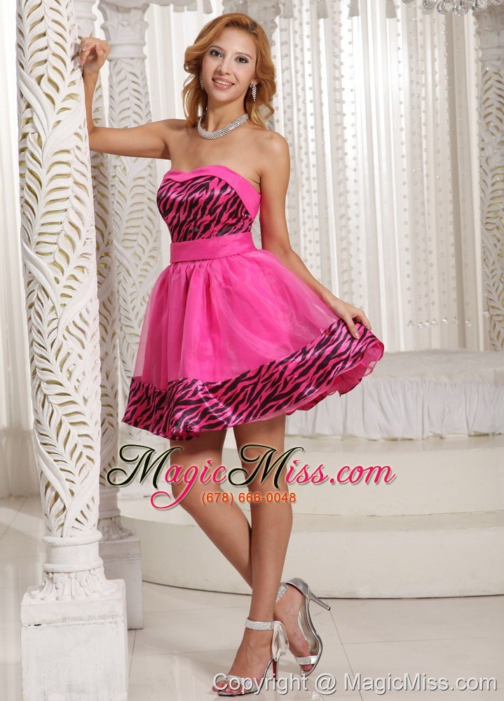 wholesale stylish zebra a-line mini-length 2013 cocktail dress with hot pink organza