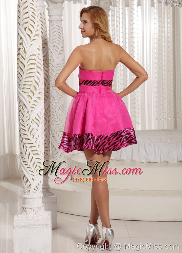 wholesale stylish zebra a-line mini-length 2013 cocktail dress with hot pink organza